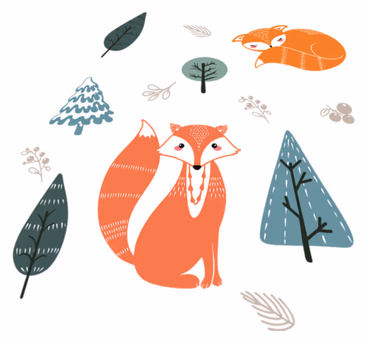 Animal vinyl rug whimsical fox designs - TenStickers