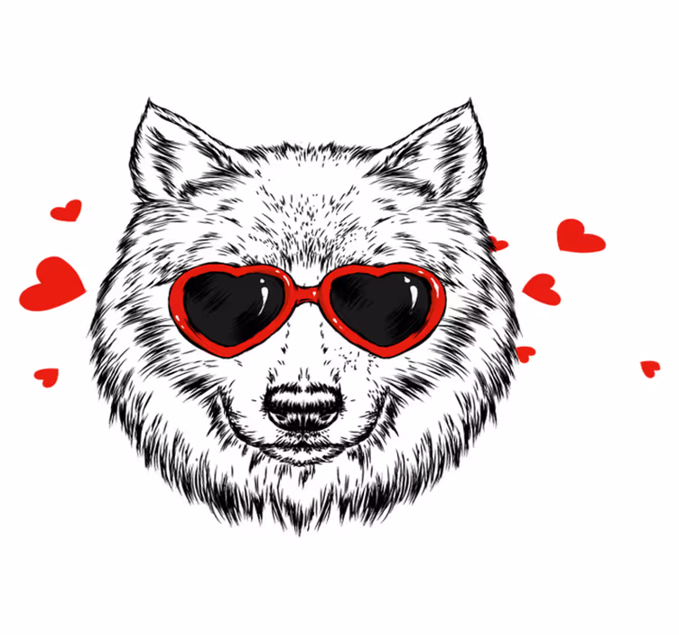 Playful wolf emblem animal vinyl rug - TenStickers