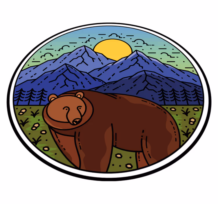 Animal vinyl rug bear in the wilderness - TenStickers