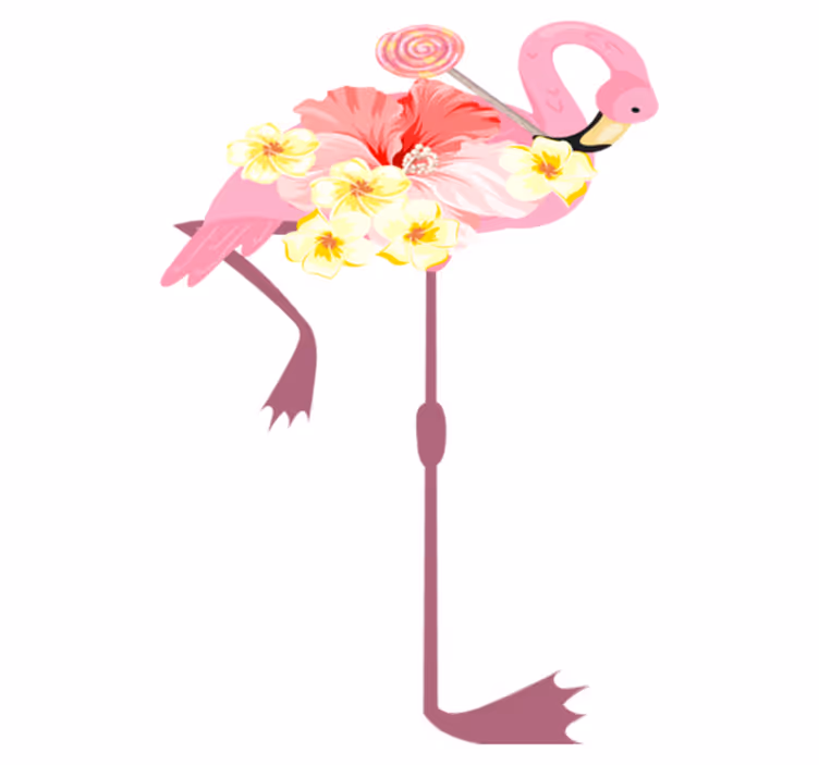 Animal vinyl rug flamingo floral design - TenStickers