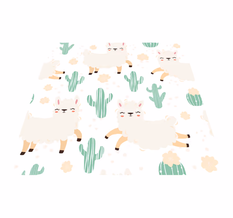 Animal vinyl rug cute llamas and cacti - TenStickers