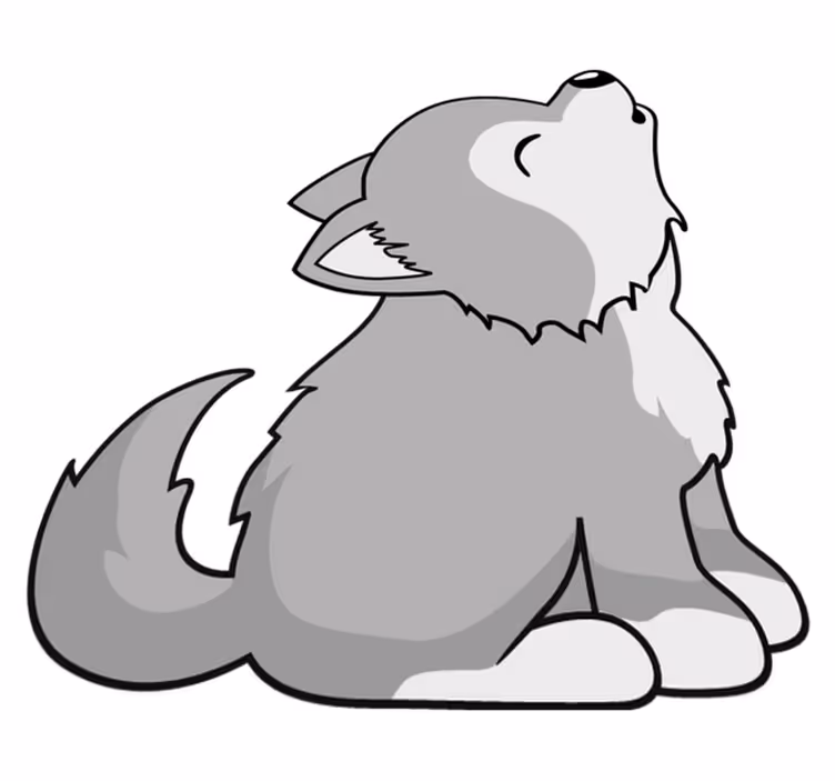 Howling canine illustration animal vinyl rug - TenStickers