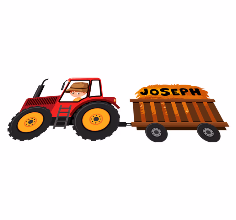 Animal vinyl rug tractor with hay - TenStickers