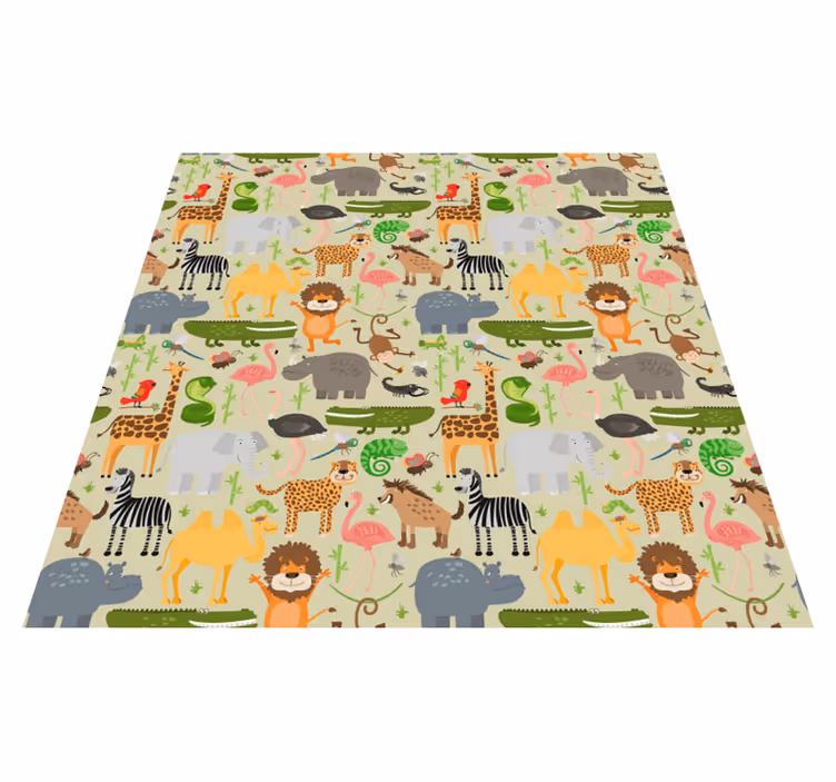 Animal vinyl rug with lively animal design - TenStickers