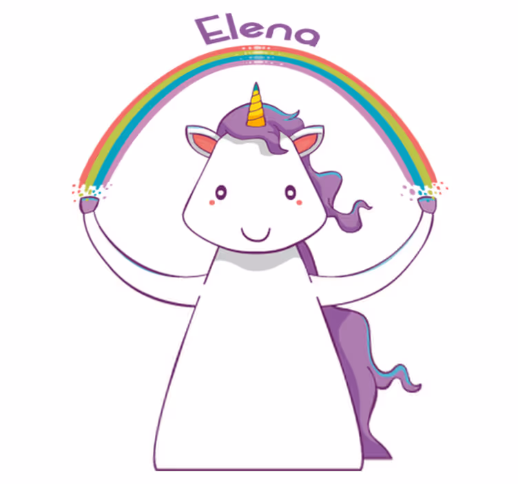 Unicorn and rainbow personalized animal vinyl rug - TenStickers