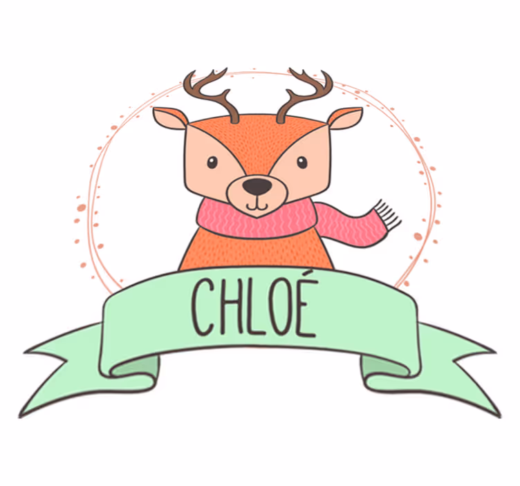 Baby deer with name animal vinyl rug - TenStickers