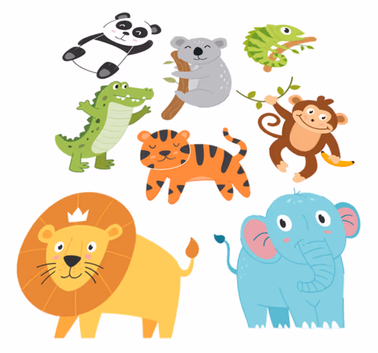 Animal vinyl rug featuring hand-drawn autumn animals - TenStickers