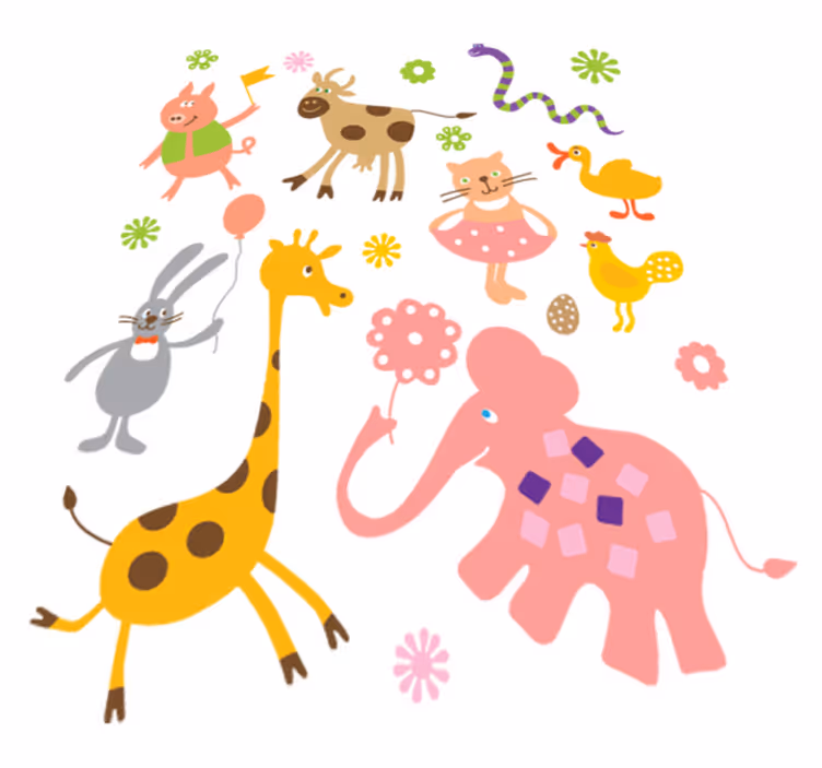 Colorful creatures animal vinyl rug - TenStickers