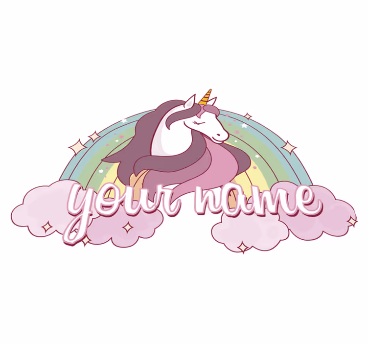 Animal vinyl rug with personalized pink unicorn - TenStickers