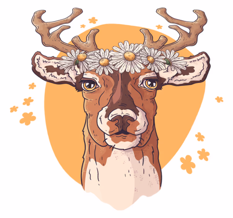 Animal vinyl rug flower stag - TenStickers