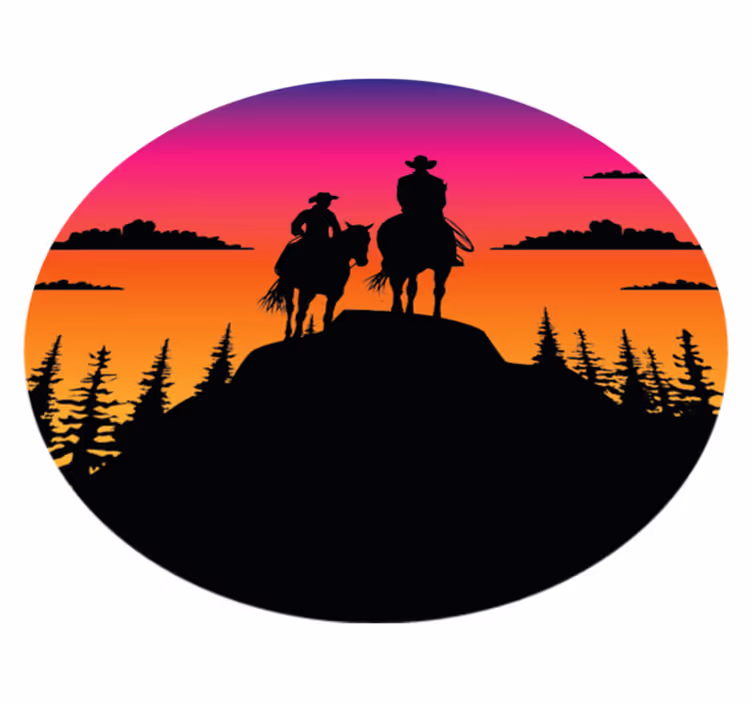 Animal vinyl rug mountains wild west horses - TenStickers