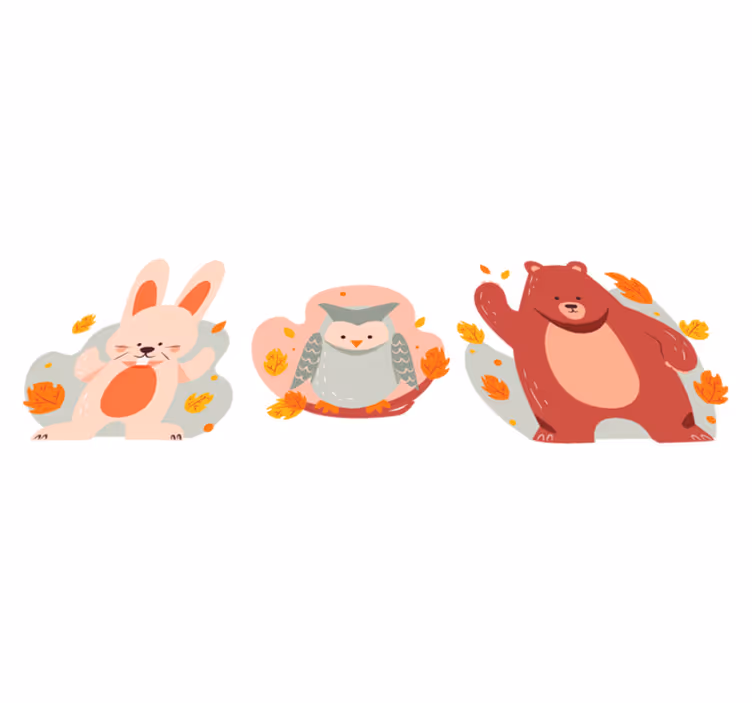 Bear and wood rabbits animal vinyl rug - TenStickers