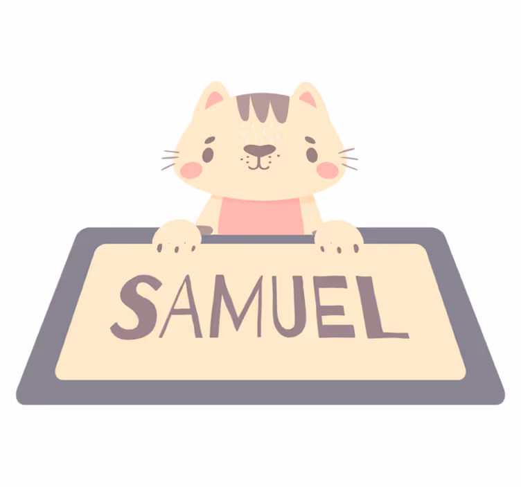 Animal vinyl rug with personalized cat label - TenStickers