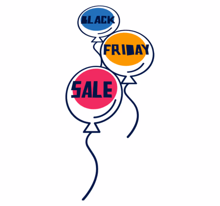 Black friday vinyl rug with colorful air balloons - TenStickers
