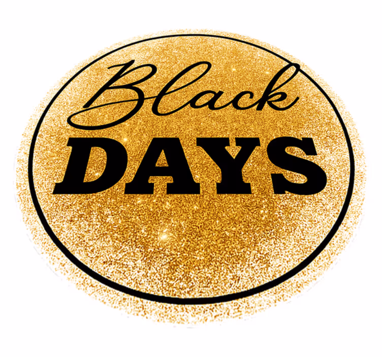 Black friday vinyl rug white and golden black days - TenStickers