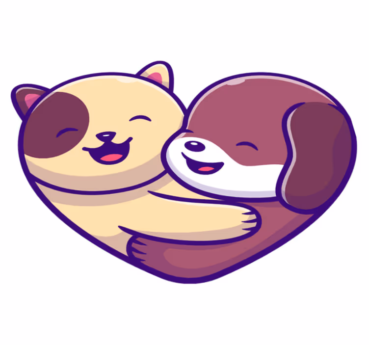 Cute animal embrace animal vinyl rug - TenStickers