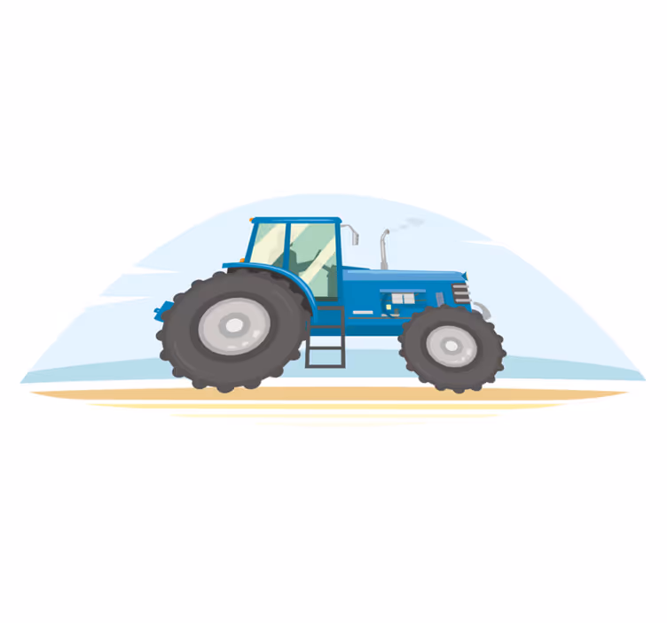 Animal vinyl rug with blue tractor design - TenStickers