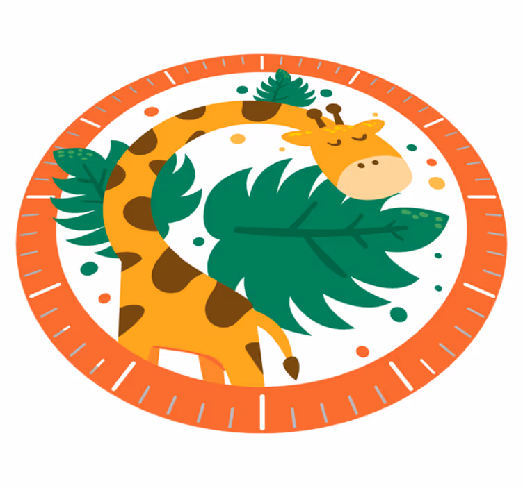 Animal vinyl rug children’s clock with giraffe - TenStickers