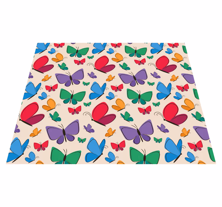 Animal vinyl rug butterflies flying for kids - TenStickers