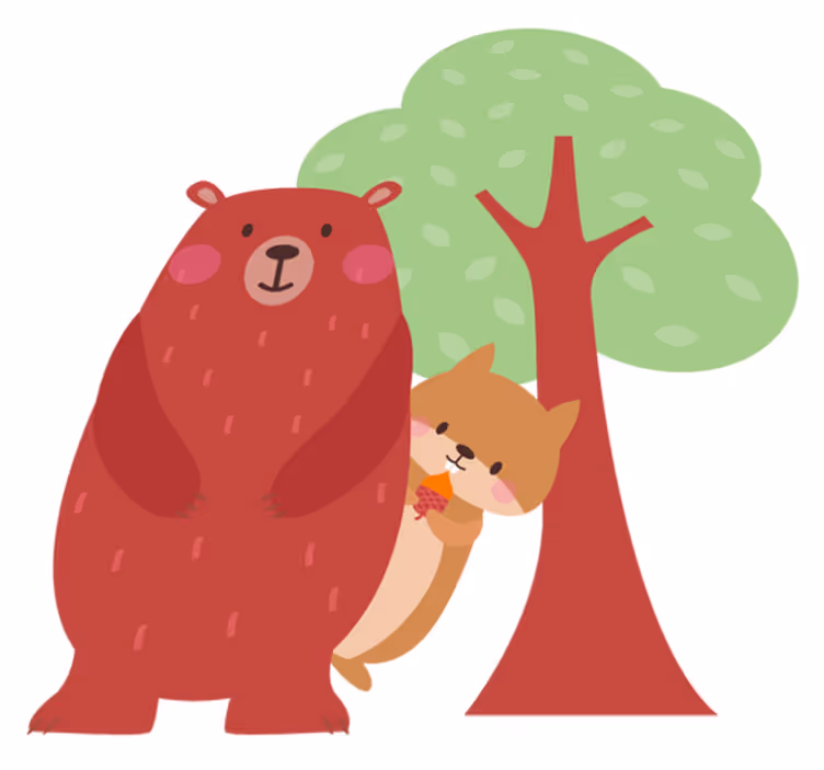 Animal vinyl rug featuring squirrel and bear friends - TenStickers