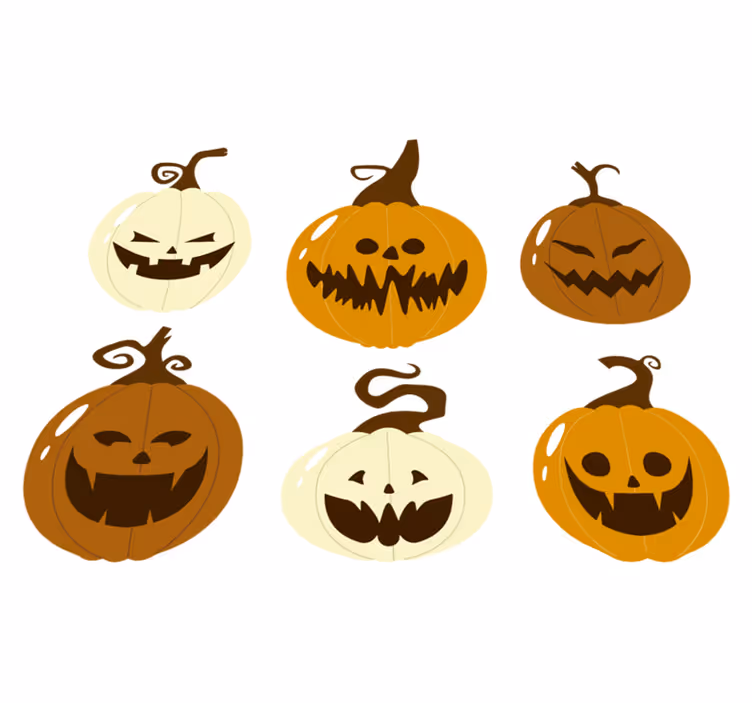 Halloween vinyl rug spooky pumpkin face set - TenStickers