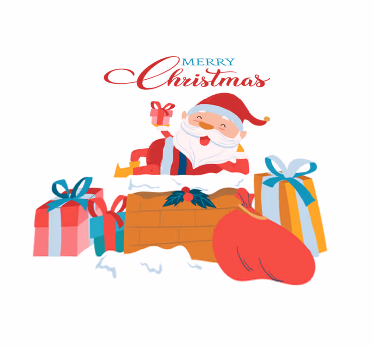 Christmas vinyl rug we have a joyful christmas with santa - TenStickers