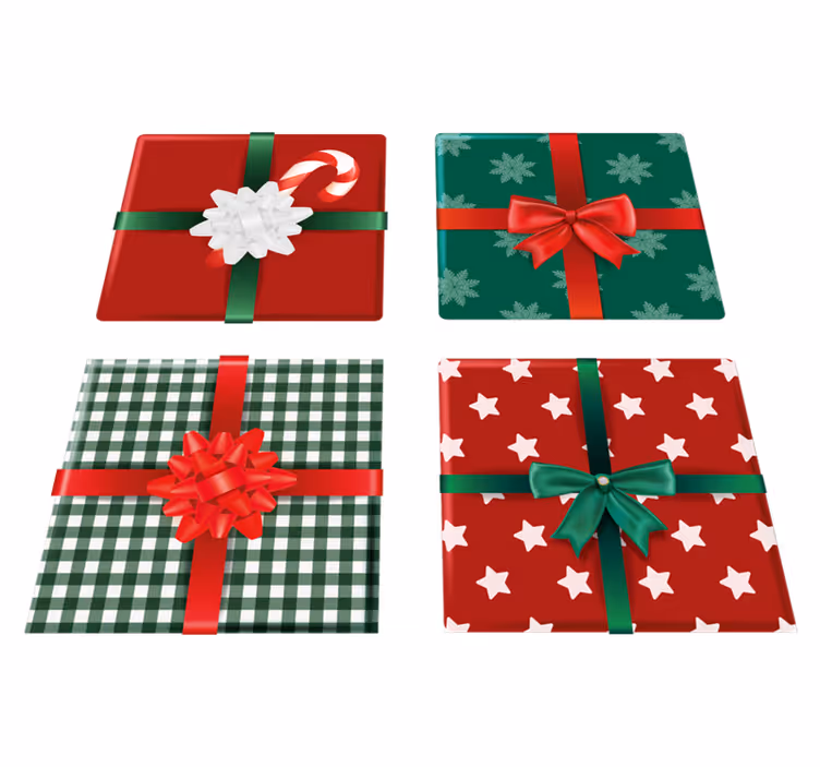 Christmas vinyl rug gift boxes tile set - TenStickers
