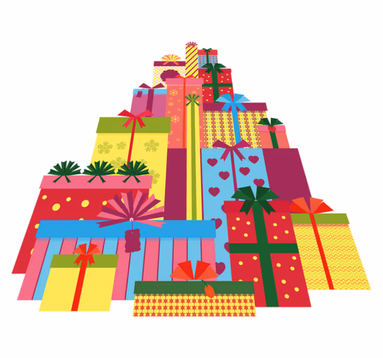 Christmas vinyl rug big stack of gift boxes - TenStickers