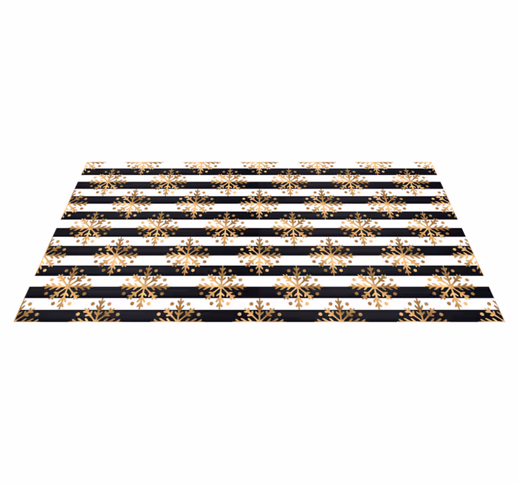 Christmas vinyl rug with golden snowflakes design - TenStickers