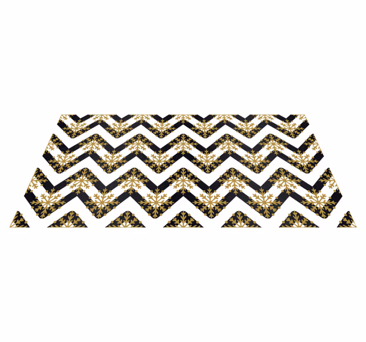 Christmas vinyl rug with golden snowflakes on zig zag - TenStickers