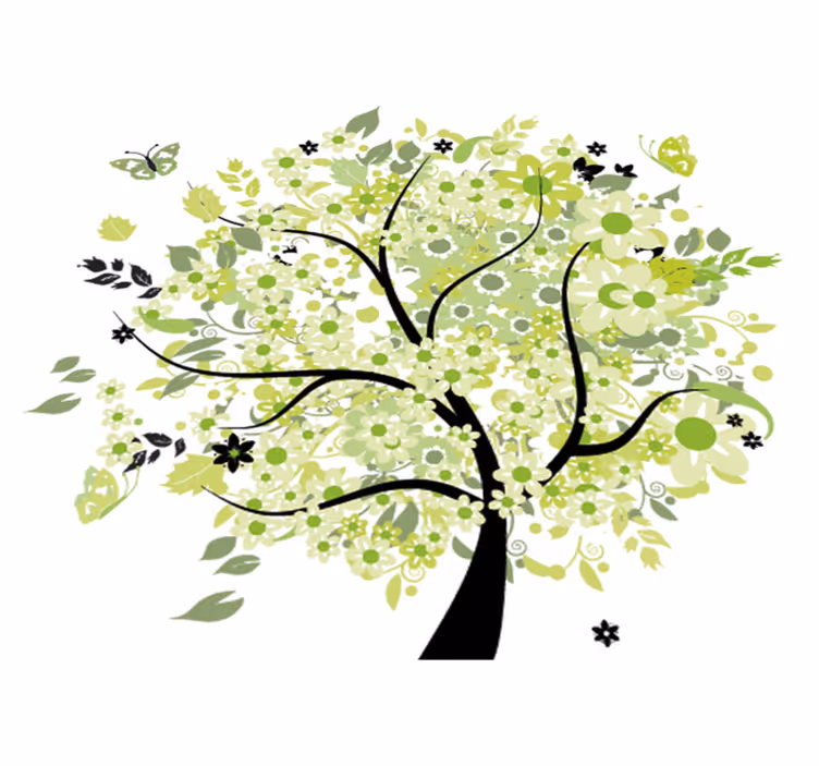 Floral vinyl rug green spring tree - TenStickers