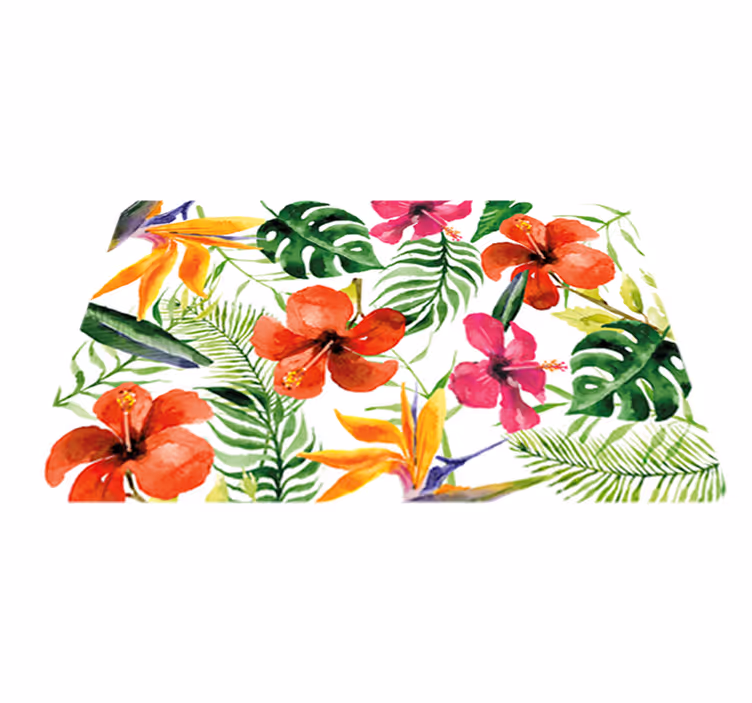 Colorful monstera floral vinyl rug - TenStickers