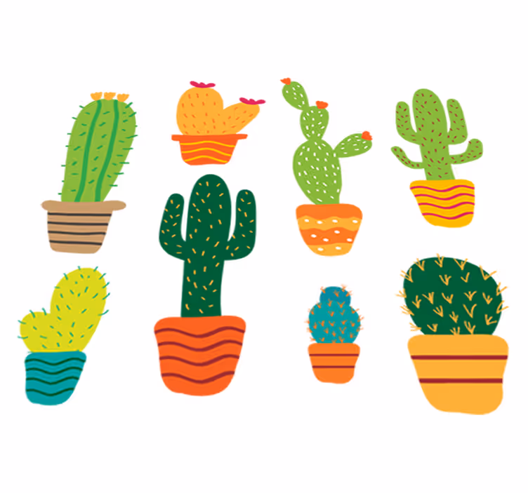 Floral vinyl rug with vibrant cactus design - TenStickers
