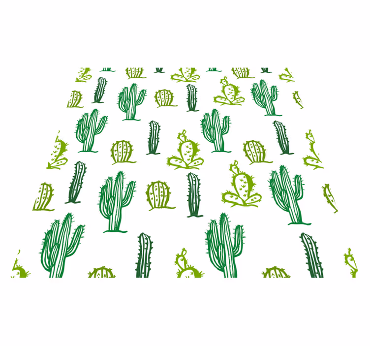 Floral vinyl rug in green cactus style - TenStickers