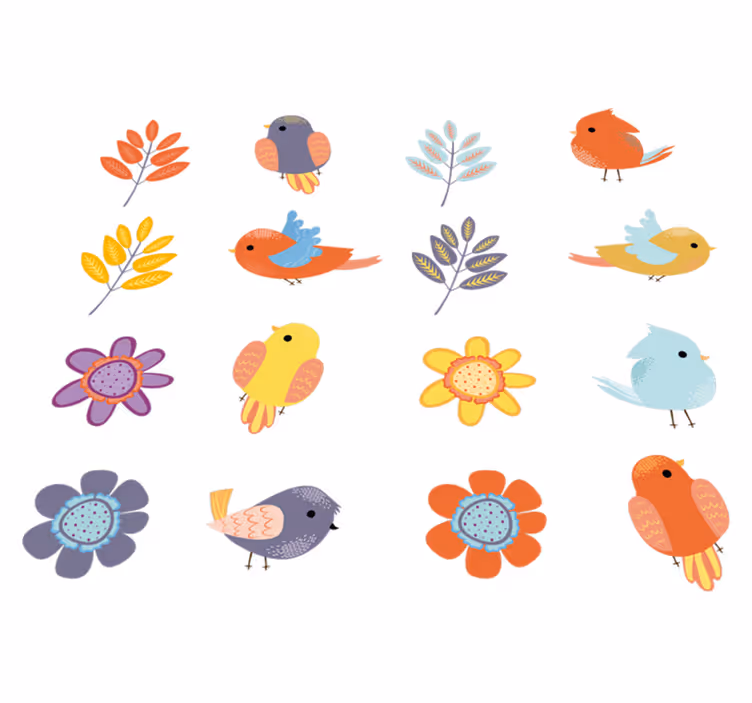 Floral vinyl rug spring bird set - TenStickers