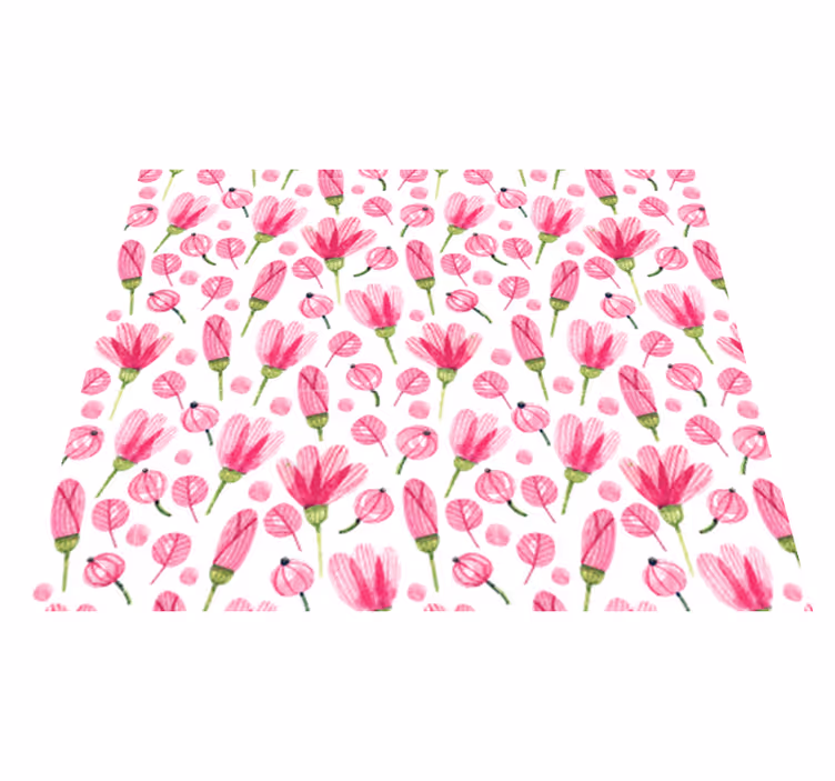 Floral vinyl rug with pink watercolor flowers - TenStickers