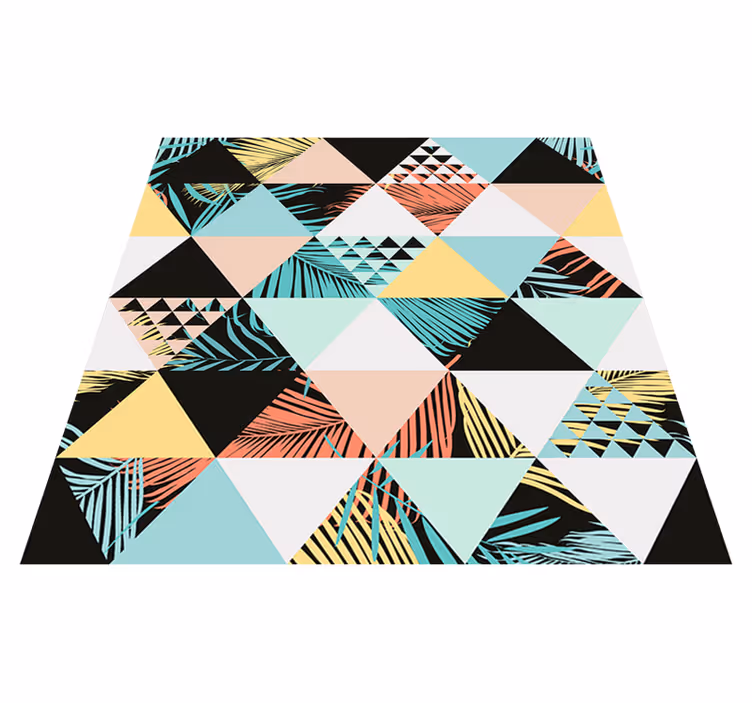 Floral vinyl rug with tropical triangles design - TenStickers
