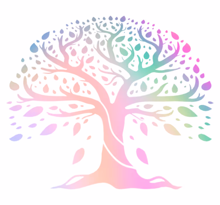 Floral vinyl rug tree of life in rainbow colors - TenStickers