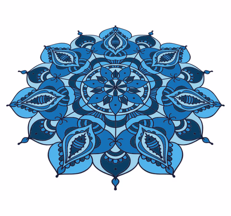 Floral vinyl rug in lotus blue mandala design - TenStickers