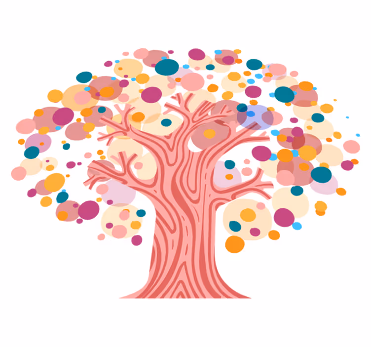 Floral vinyl rug colorful tree silhouette - TenStickers