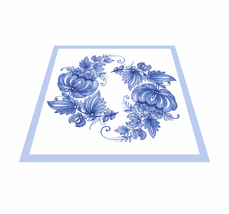 Floral blue design floral vinyl rug - TenStickers