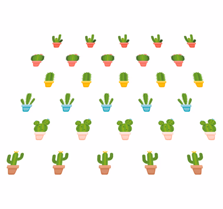 Floral vinyl rug with cacti pattern design - TenStickers