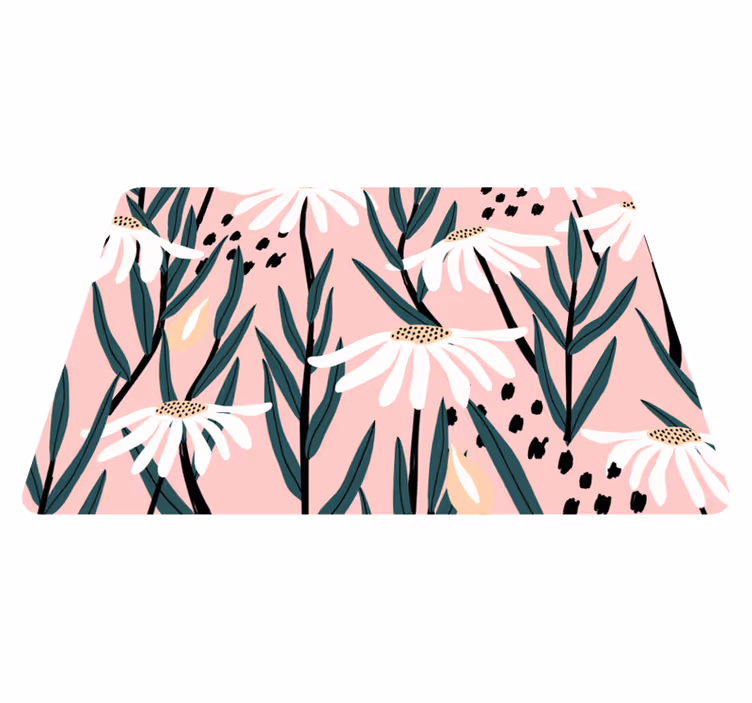Daisy flowers on pink floral vinyl rug - TenStickers
