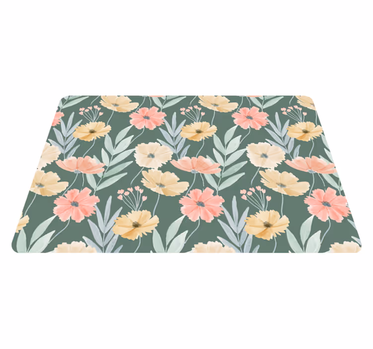 Floral vinyl rug with original watercolor design - TenStickers