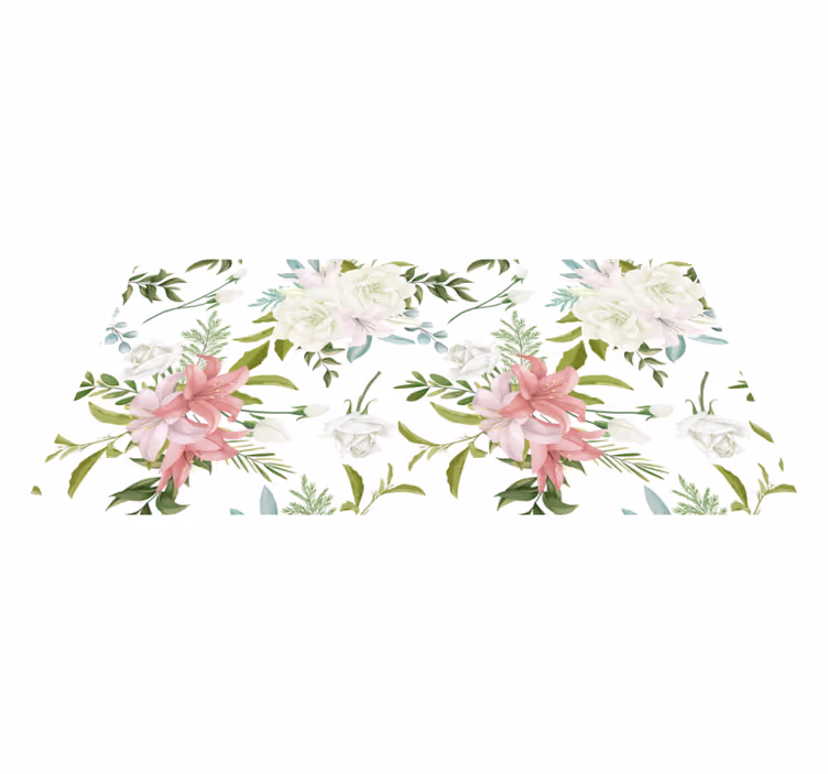 Floral vinyl rug minimalist realistic garden - TenStickers