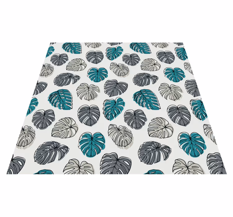 Floral vinyl rug with abstract tropical leaves design - TenStickers