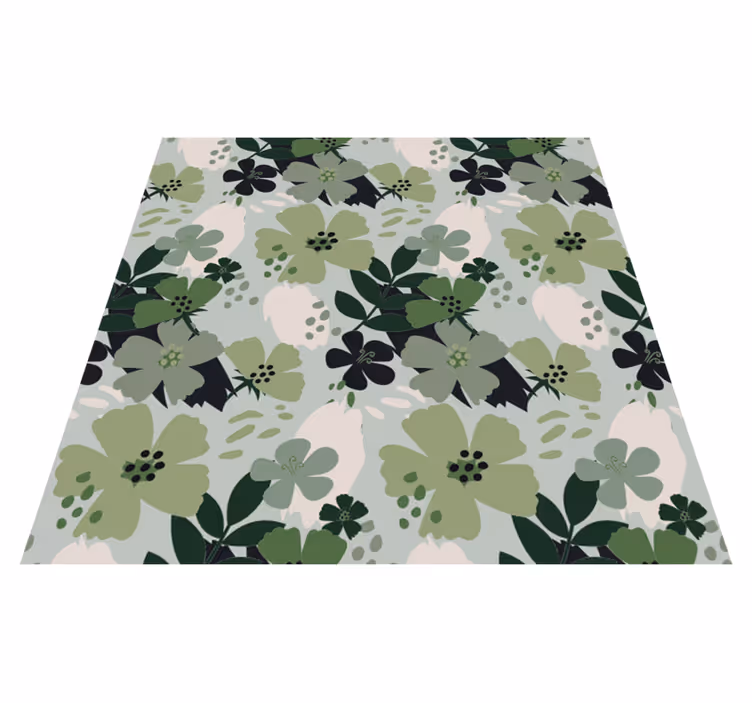 Floral vinyl rug in green leaf tones pattern - TenStickers