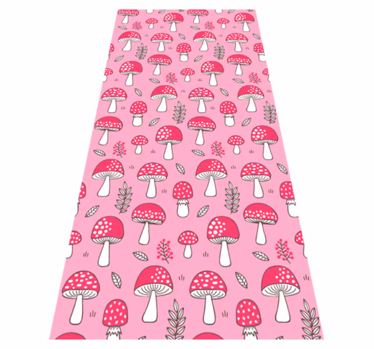 Floral vinyl rug with classic pink mushrooms - TenStickers