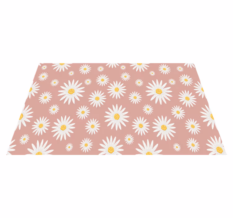 Cute pink daisy pattern floral vinyl rug - TenStickers