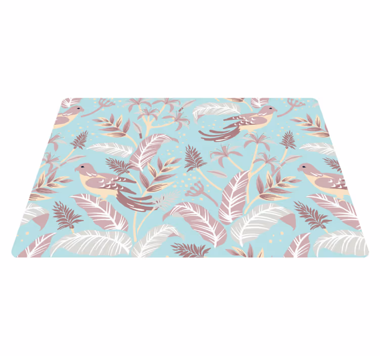 Floral vinyl rug in blue and pink floral design - TenStickers